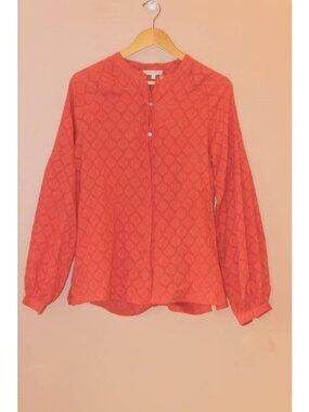 Feliciana Drop Sleeve Jacquard Button Down Blouse ModaPosa Large